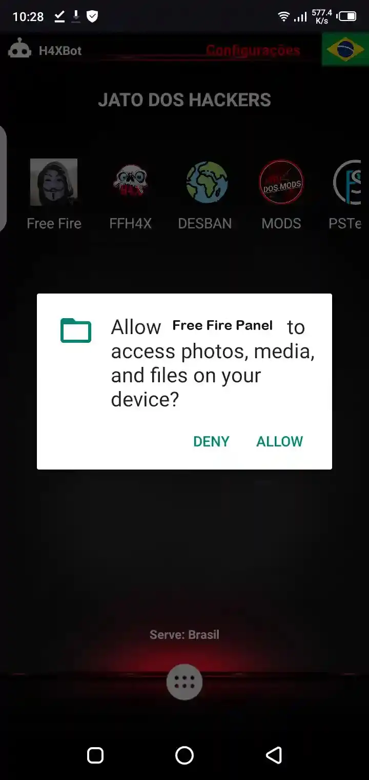 Free Fire Panel gameplay setup screen